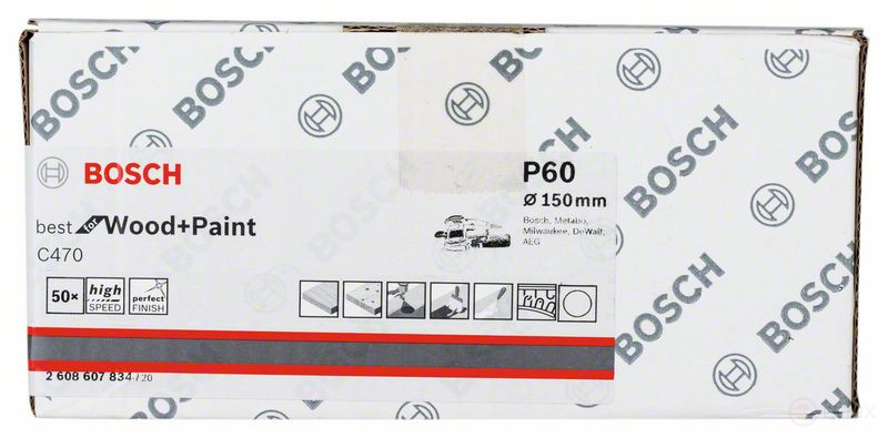 Шлифлист C470, в упаковке 50 шт. 150 mm, 60, 2608607834