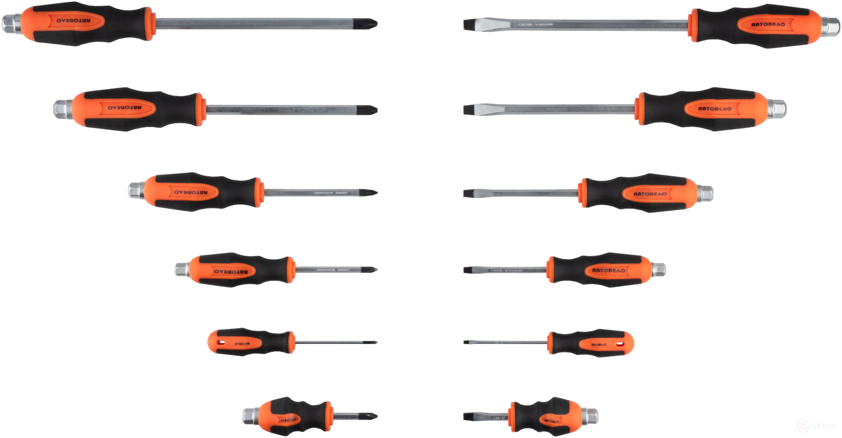 A set of 12 pr. through-hole screwdrivers with a hexagon wrench (case) Avtodor 30870