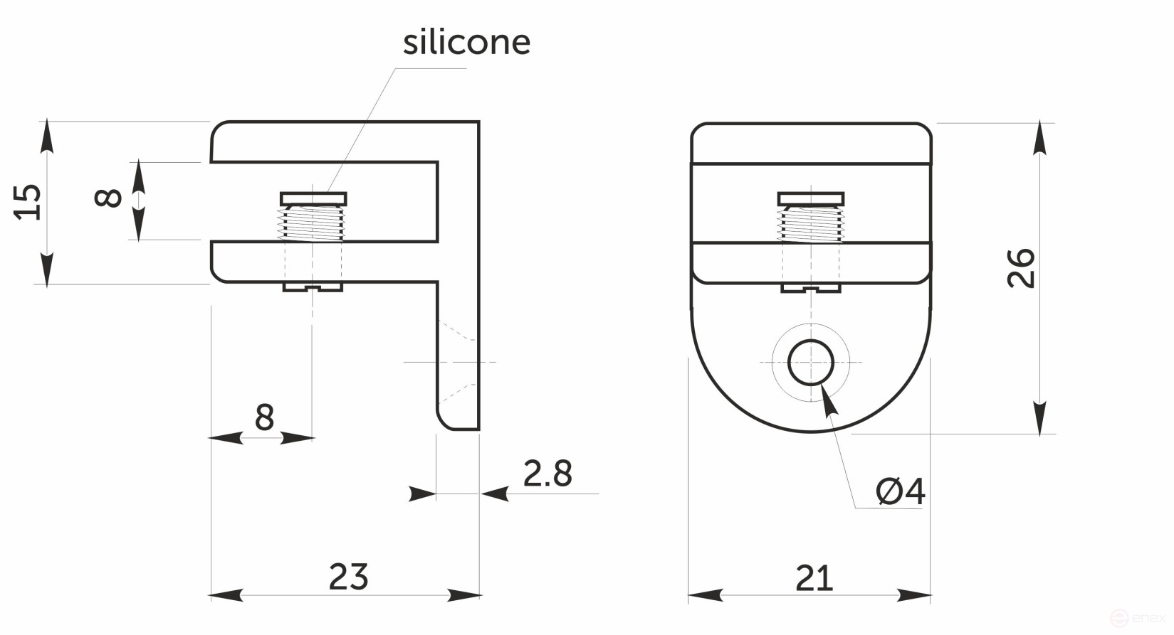 Shelf holder for met glass. WZH-006 chrome AKS