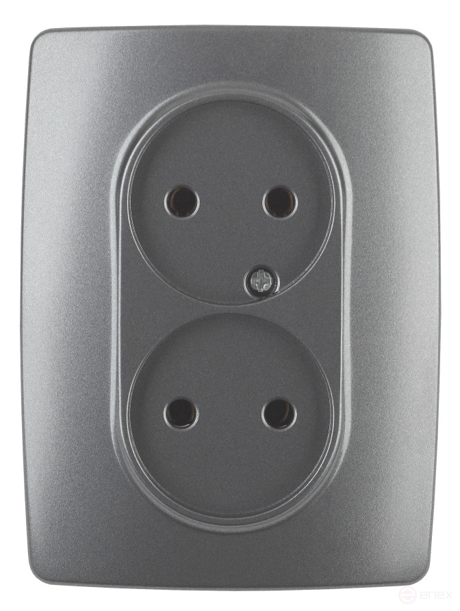 Розетка ЭРА Серия 12 12-2107-12 двойная без заземления 2X2P16A-250В IP20 графит