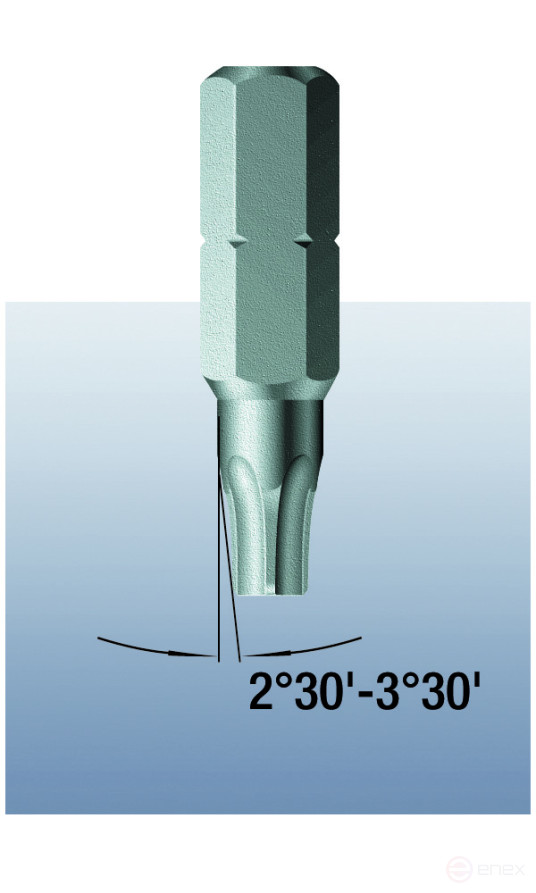 867/1 Z Wedge TORX® бита, конический шлиц для лучшей фиксации крепежа, вязкая твёрдость, хвостовик 1/4" C 6.3, TX 15 x 25 мм