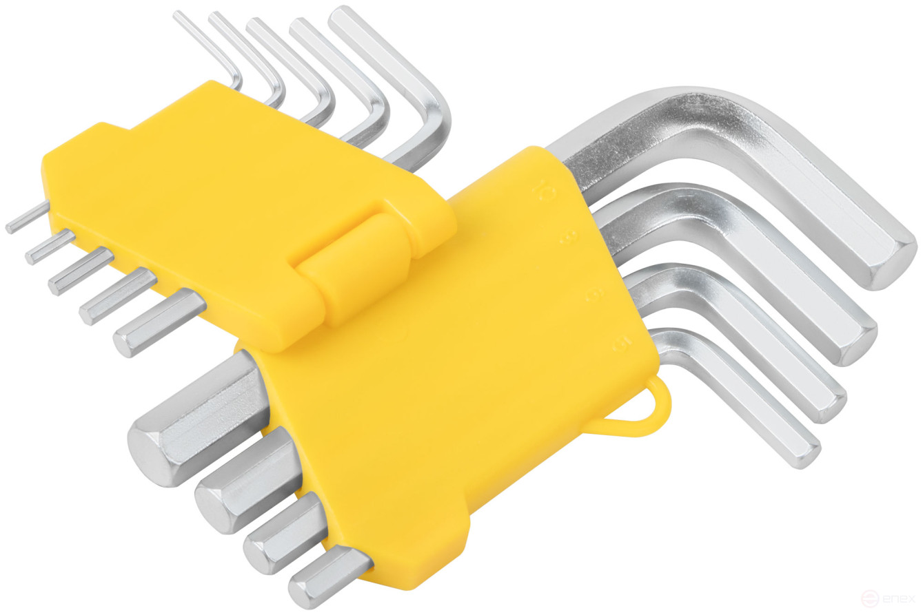 Ключи шестигранные, CrV сталь, 9 шт., 1,5-10 мм, в пластиковом держателе