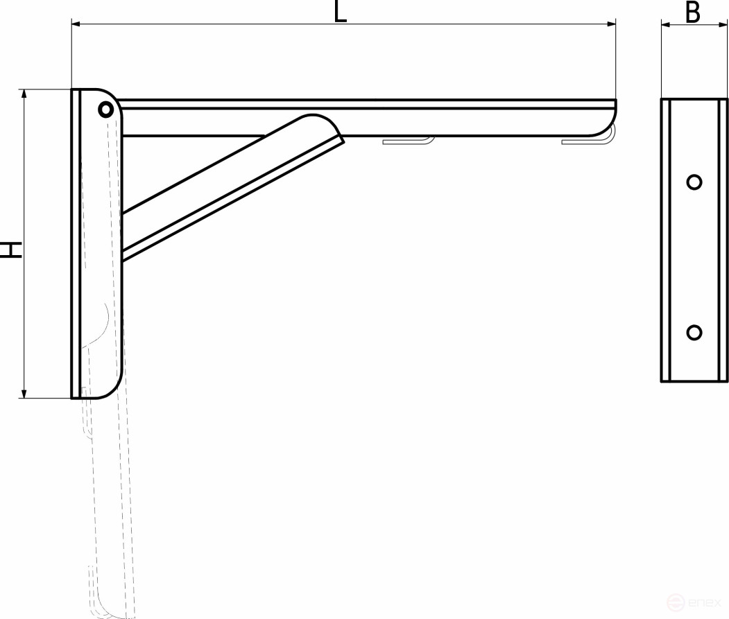 Folding shelf holder 350*135*30 chrome AKS (Model 2)