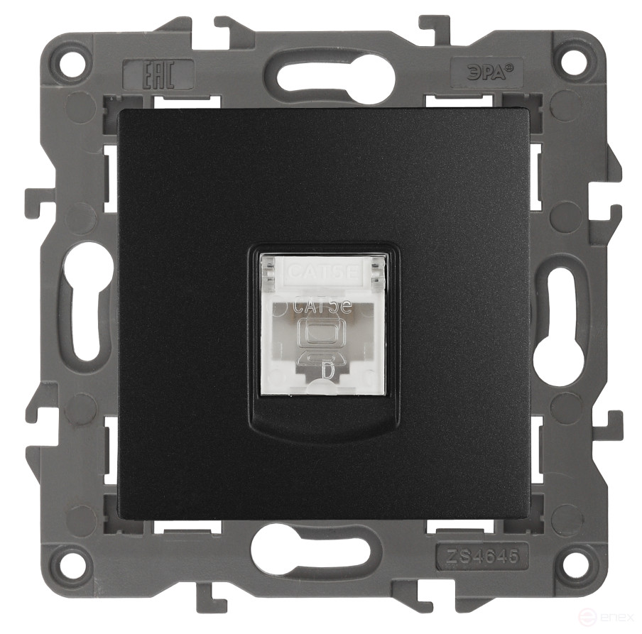 Розетка ЭРА Elegance 14-3107-05 информационная RJ45 IP20 антрацит