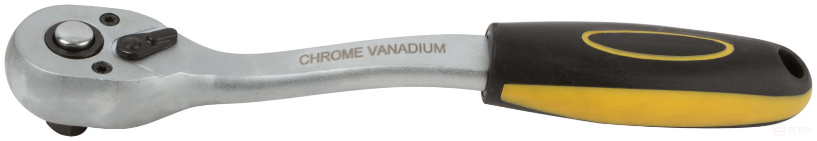 Вороток (трещотка) CrV, черно-желтая прорезиненная ручка, Профи 3/8, 72 зубца