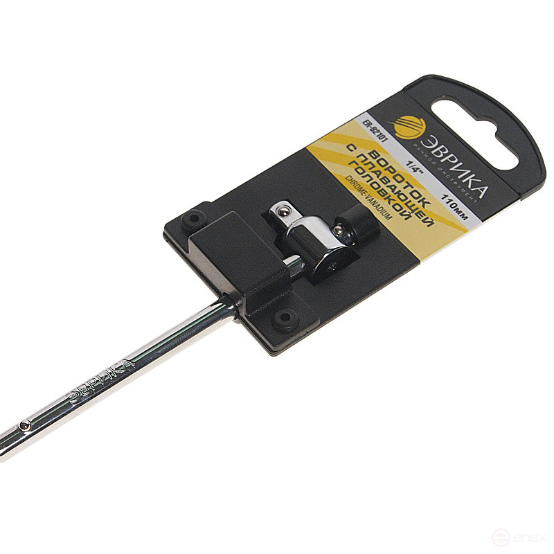 Hand crank ER-92101H 1/4" DR T-shaped with movable head 110mm (with holder) EUREKA 1/320