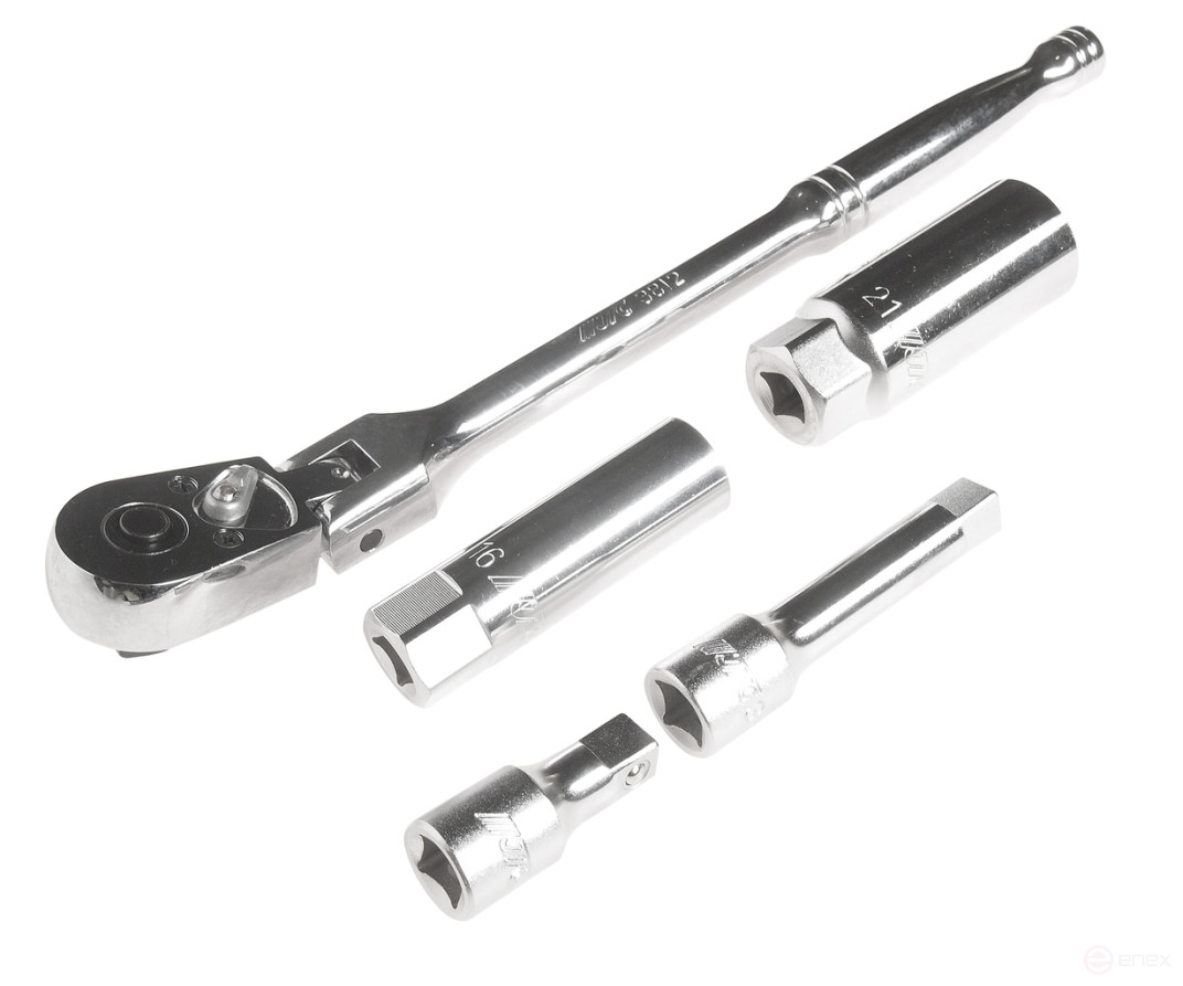 A set of magnetic end heads for spark plugs with a lock (ratchet,extension cord,head) JTC