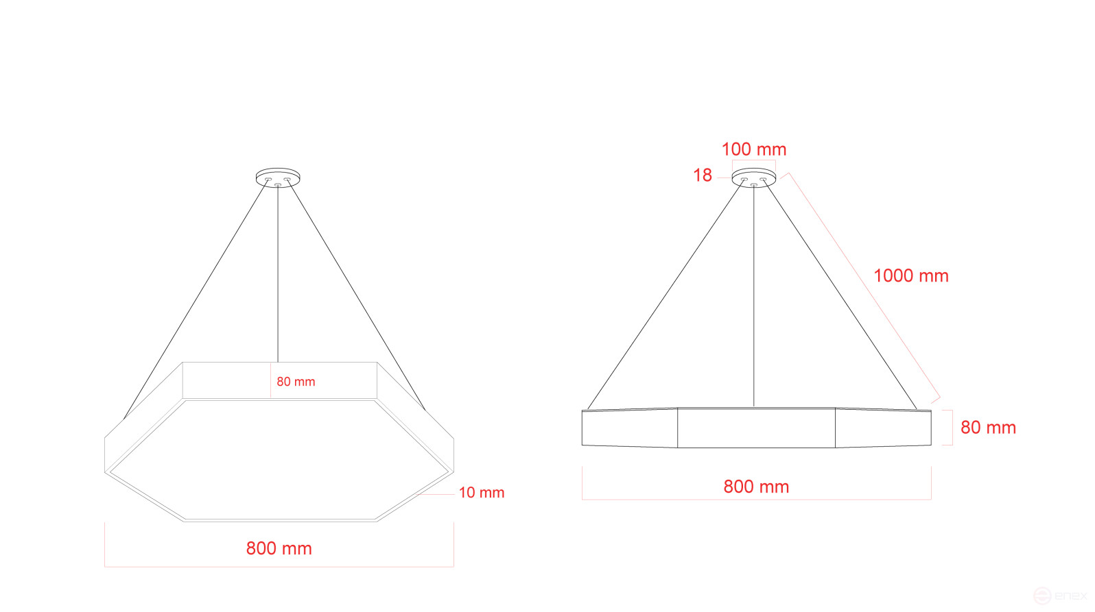 Светильник LED ЭРА Geometria SPO-122-W-40K-066 Hexagon 66Вт 4000К 5300Лм 800*800*80 белый подвесной драйвер внутри