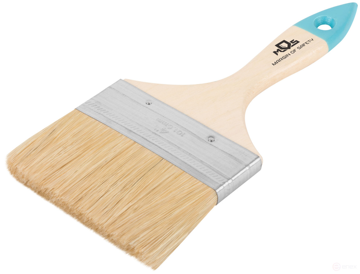 Кисть флейцевая, натур. cветлая щетина, деревянная ручка 4" (100 мм)