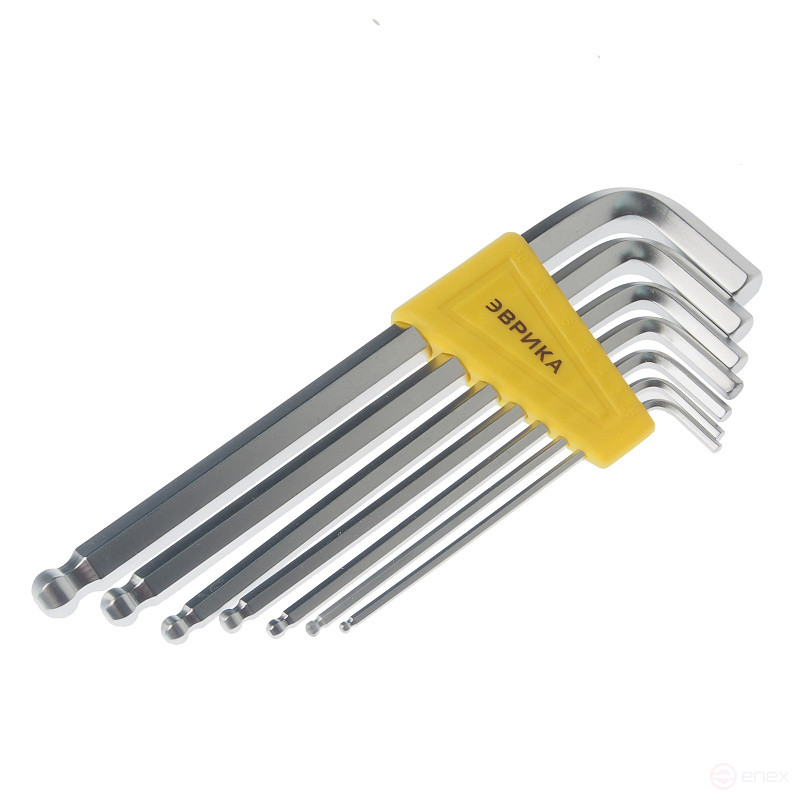 Set of hexagon socket wrenches ER-25107LB:L-shaped elongated with a ball 2.5-10mm 7pr. EUREKA /1/12/60