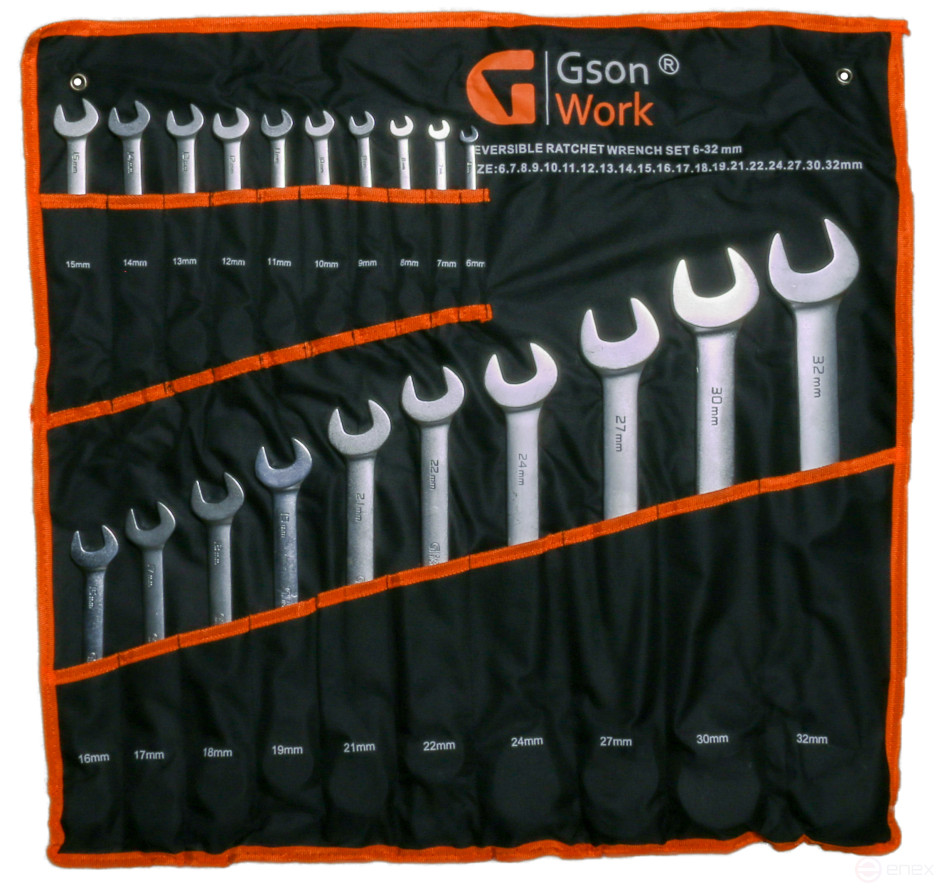 Набор комбинированных ключей с трещоткой 6-32 мм