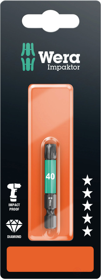 867/4 IMP DC Impaktor TORX® SB бита ударная, алмазное покрытие, хвостовик 1/4" E 6.3, TX 40 x 50 мм, с держателем-еврослот
