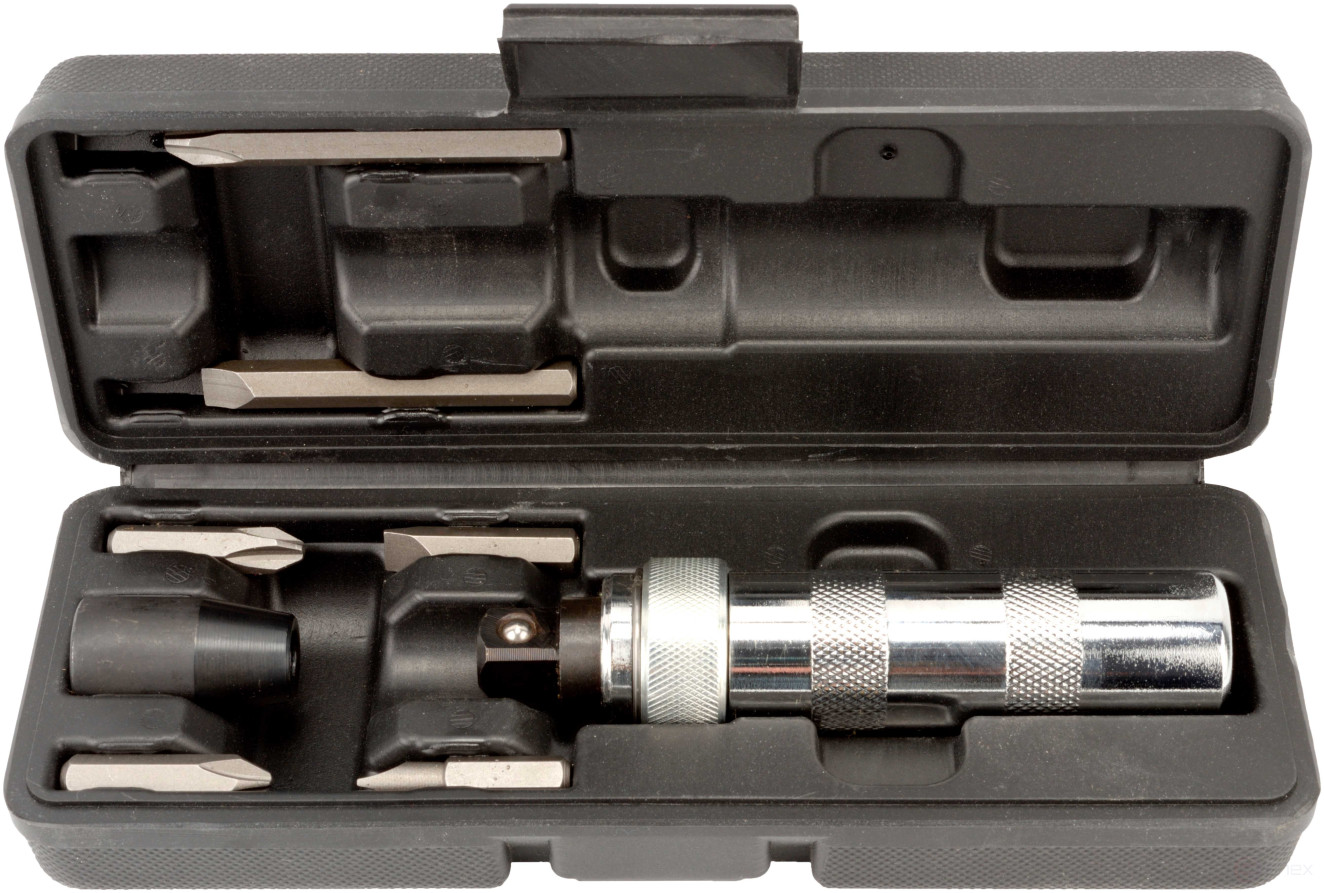 Отвертка ударно-поворотная (хром; 6насадок;футляр) АвтоDело (40002)