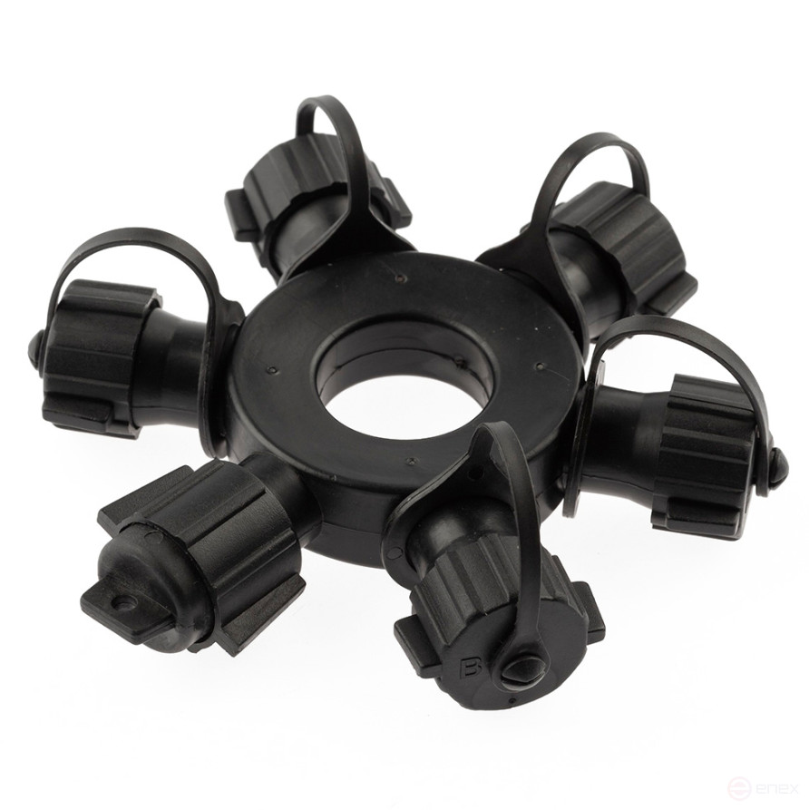 ERA ERAPS-OR Splitter for IP65 Garlands Circular 6 Sockets Black