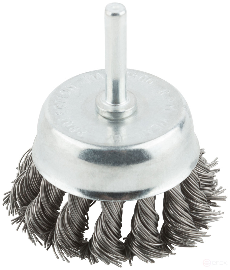 Bowl type, with pin, 65 mm twisted steel wire