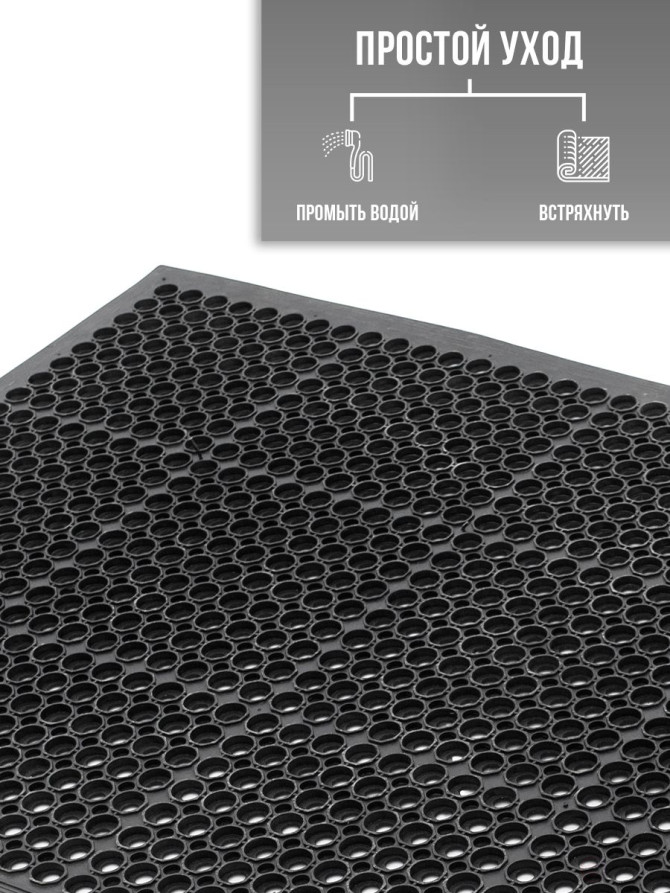 Dirt-resistant mat with through holes and edging 900x1500x10mm Black