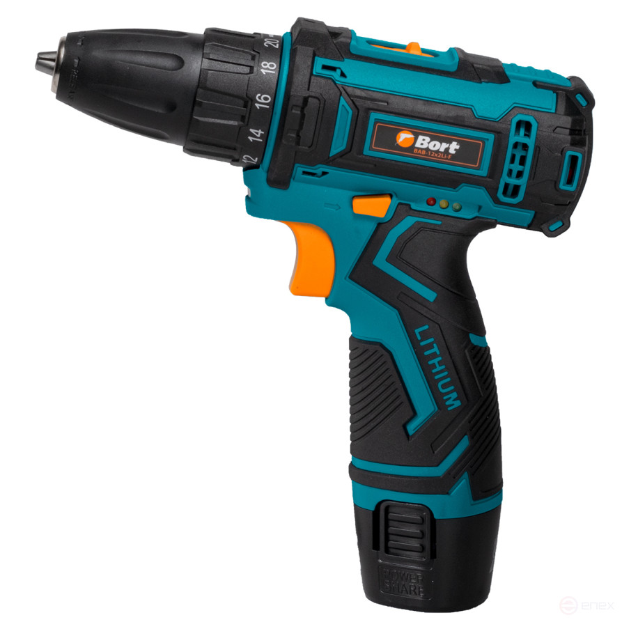Cordless screwdriver drill BORT BAB-12x2Li-F (1x1.5 Ah)