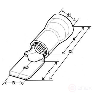 Plug flat, insulated, 4-6/ 6,3x0.8, ECO line (pack.100 pcs)