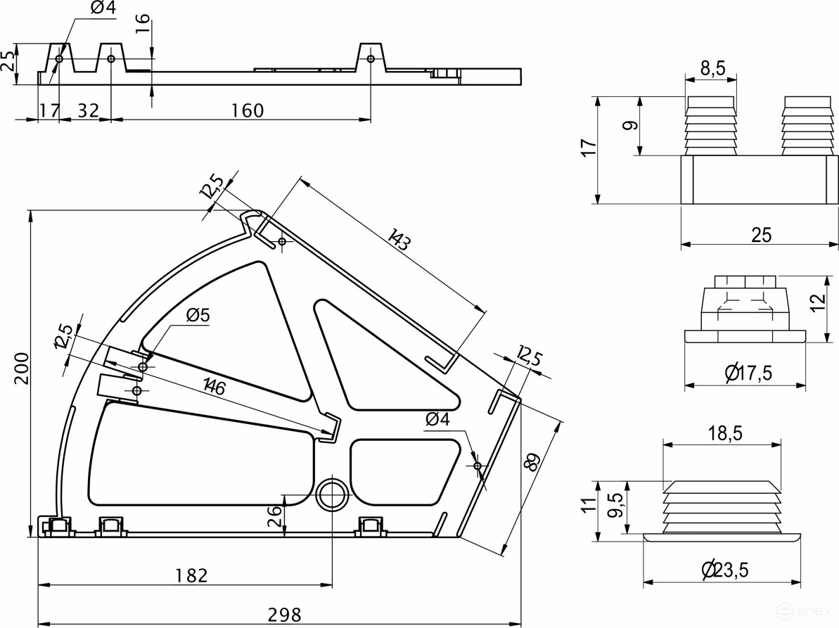 Крепление в шкаф для обуви двухрядное, белый AKS