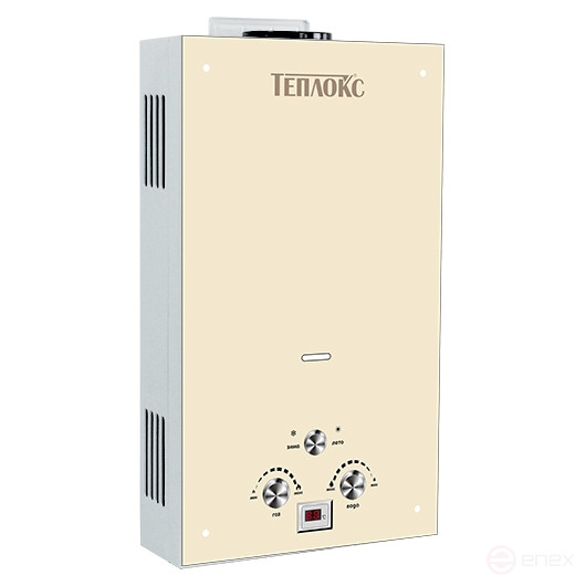 ГПВС-10 (ГПВС-10-БЖ1), Газовый проточный водонагреватель ТЕПЛОКС, 20 кВт, расход 10 л/мин., со стеклом ПС-Бежевая1