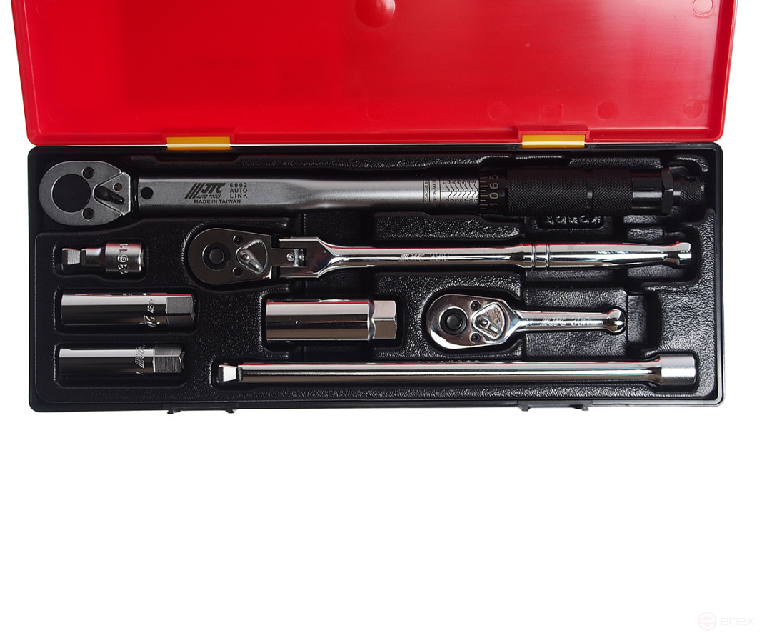 Набор головок для свечей зажигания с динамометрическим ключом 3/8" 8 предметов в кейсе JTC
