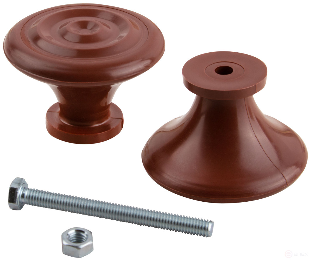 Door handle-button, plastic, brown