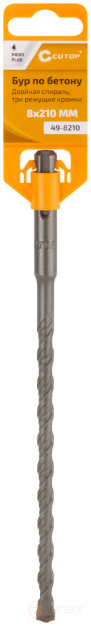 Бур по бетону CUTOP, Profi Plus - двойная спираль, три пылеотводящие кромки, 8 x 210 мм