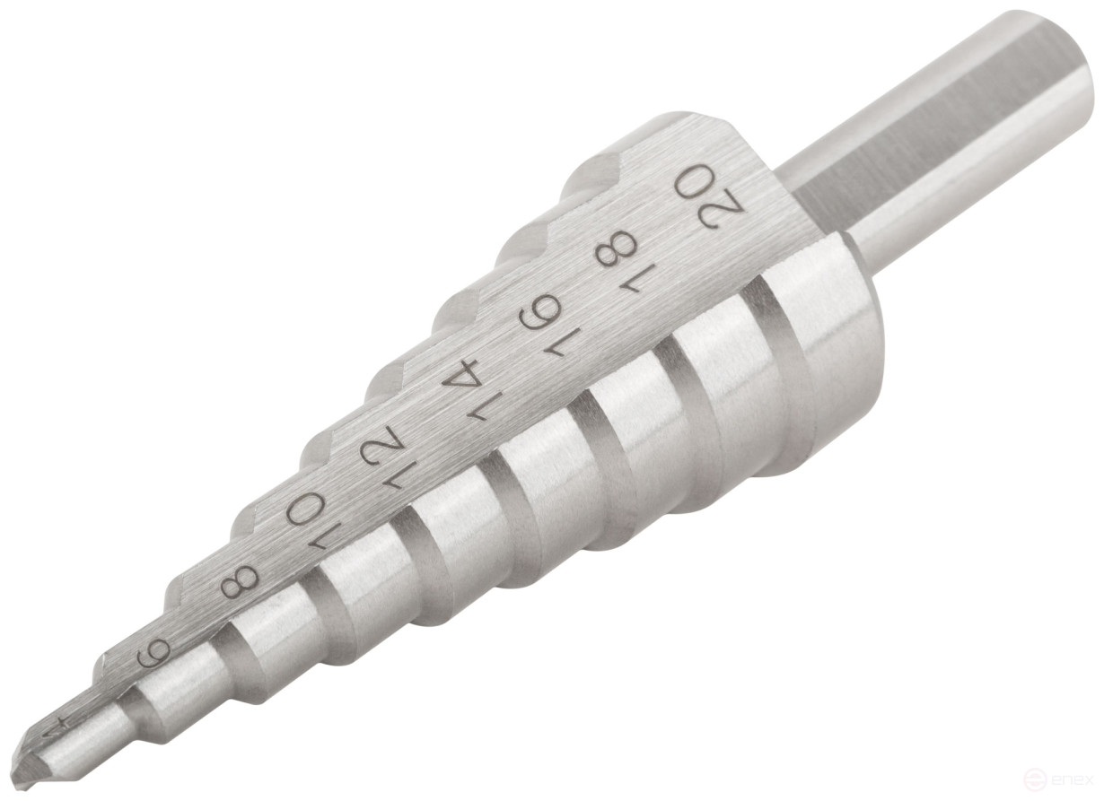 HSS step drill for metal, 9 steps, 4-20 mm