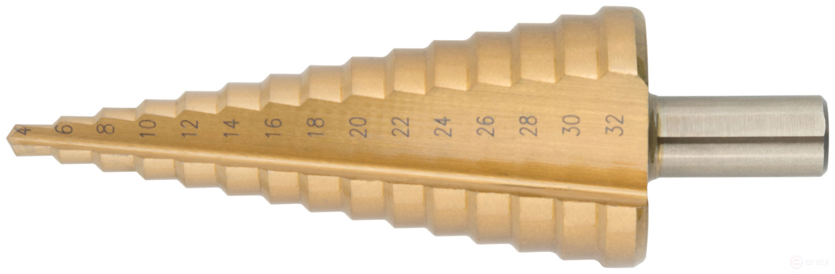 HSS step drill for metal, 15 steps, 4-32 mm