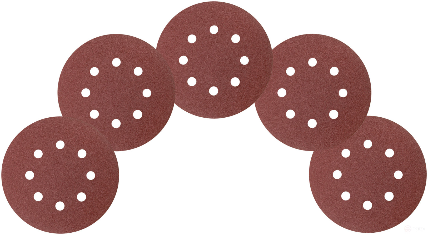 Круги шлифовальные с отверстиями (липучка), алюминий-оксидные, 125 мм, 5 шт. Р 100