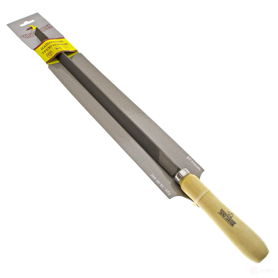 Напильник трехгранный, с деревянной ручкой, 300мм №2, ЧЕГЛОК (12/48)