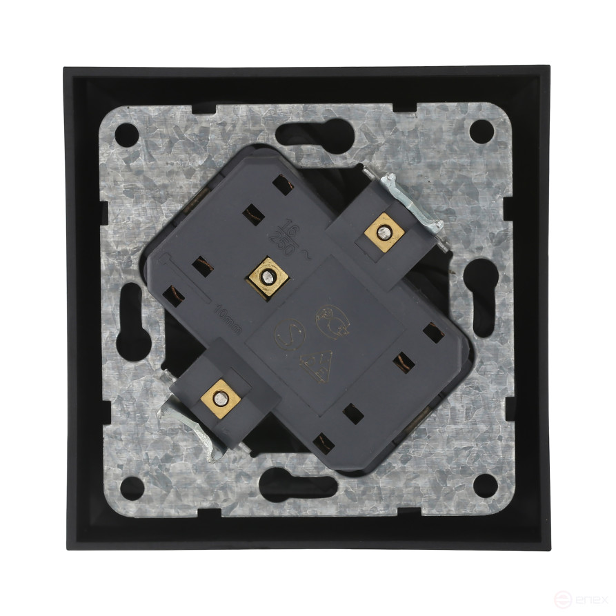 Double socket with A/c, with blinds (silver metallic) LK60