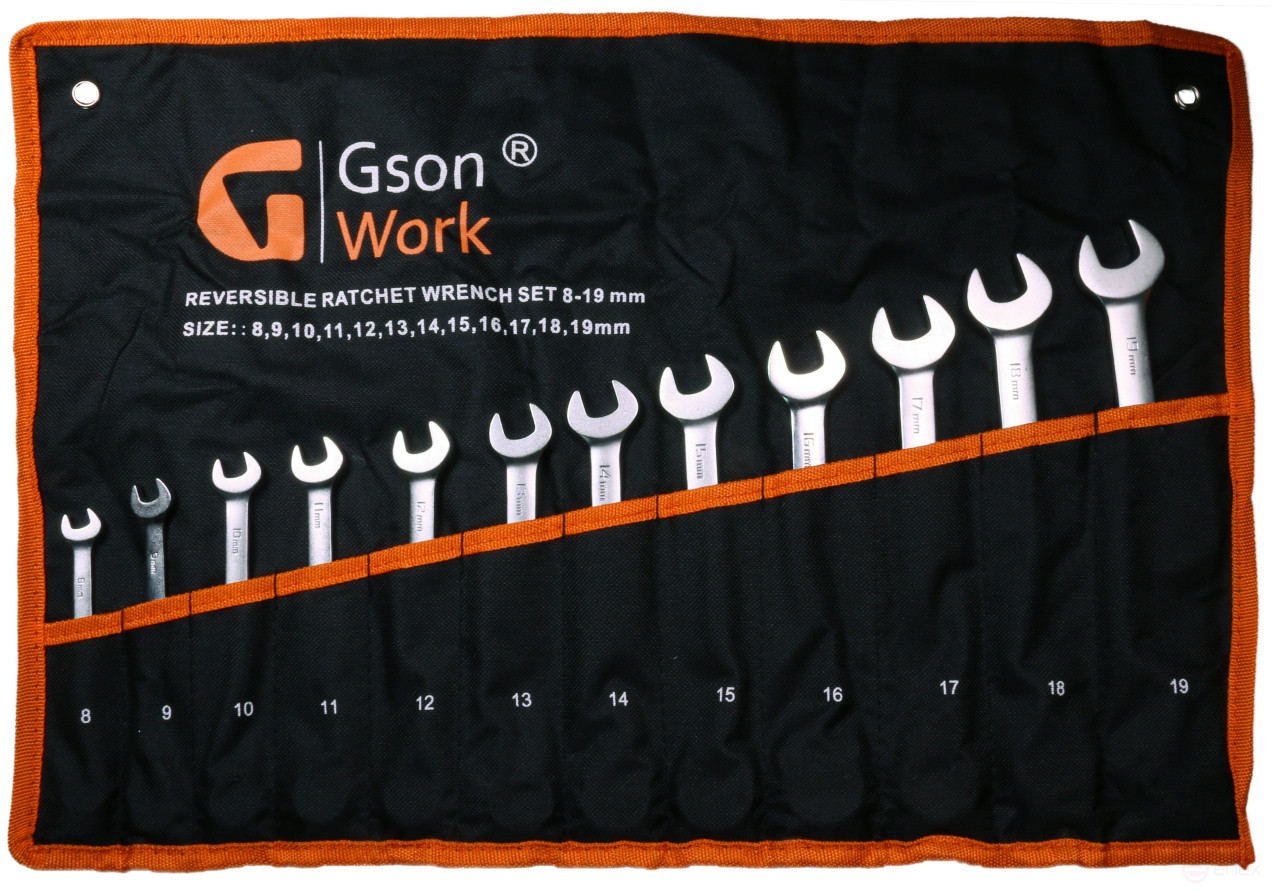 Набор комбинированных ключей с трещоткой 8-19 мм