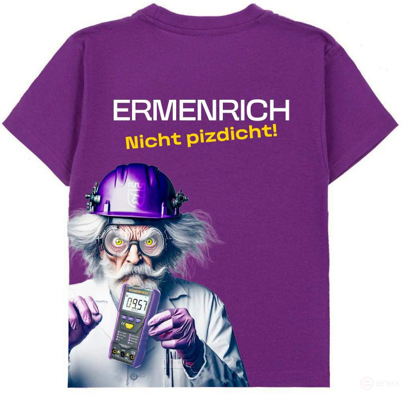 Фирменная футболка Ermenrich «Nicht pizdicht! Сумасшедший электрик», фиолетовая, размер XL