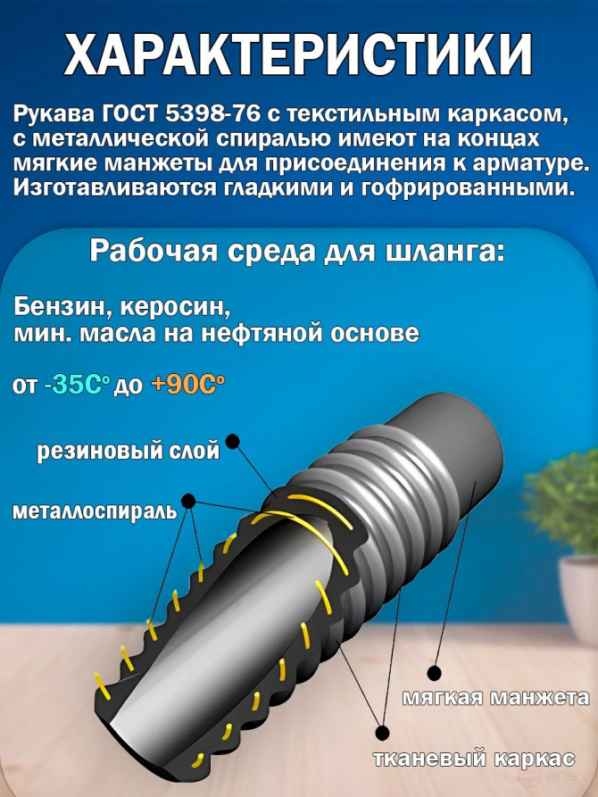 Топливный шланг гофрированный МБС 5398-76, 50D 10 метров