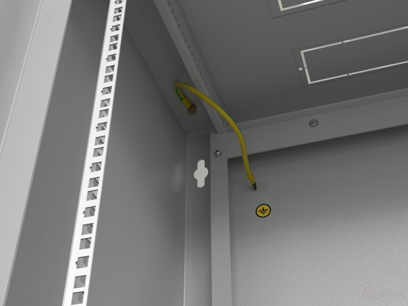 TWL-1266-SD-RAL7035 Wall cabinet 19-inch (19"), 12U, 650x600x600mm, metal perforated door, non-removable walls, 1 pair of profiles, color gray (RAL 7035) (assembled)