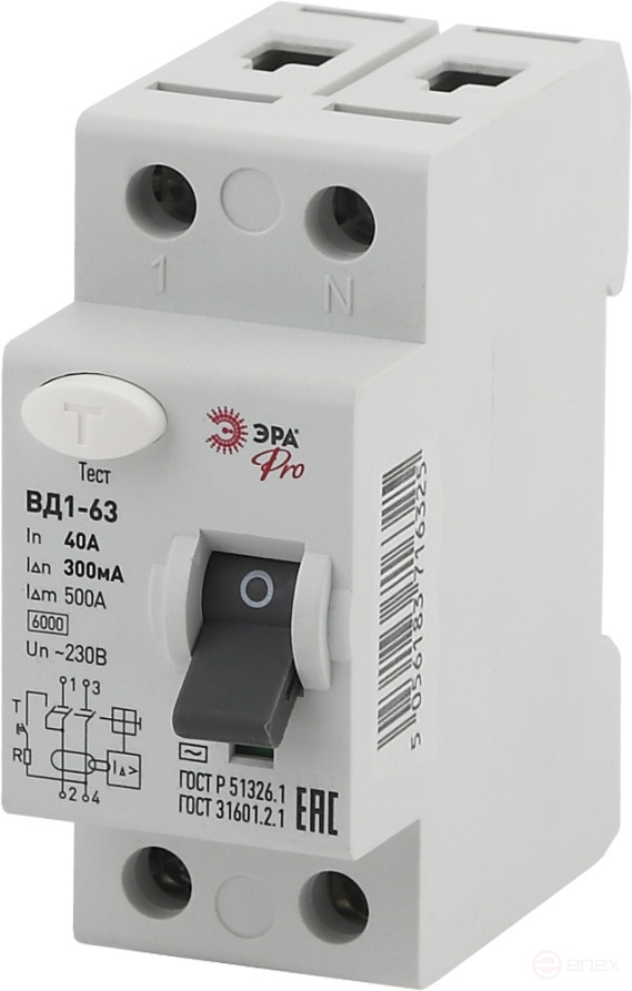 УЗО ЭРА PRO NO-902-57 ВД1-63 2P 40А 300мА
