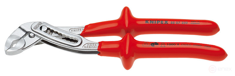 KNIPEX ALLIGATOR® клещи переставные, VDE, 50 мм (2"), под ключ 46 мм, L-250 мм, хром, 1-к ручки