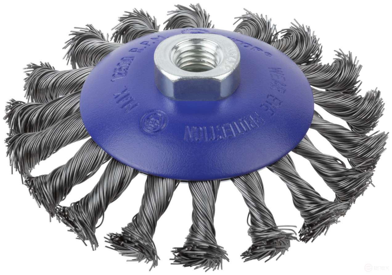 Щетка для УШМ, М14, тип "Тарелка", крученая проволока 0,5 мм, 115 мм, блистер, CUTOP Profi