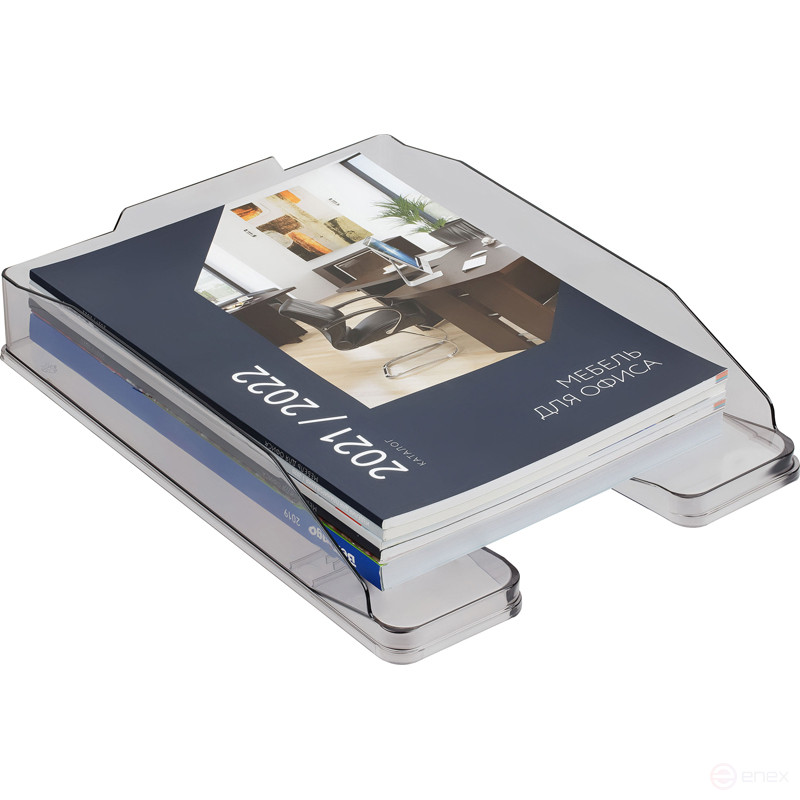 Лоток для бумаг горизонтальный СТАММ "Эксперт", тонированный серый