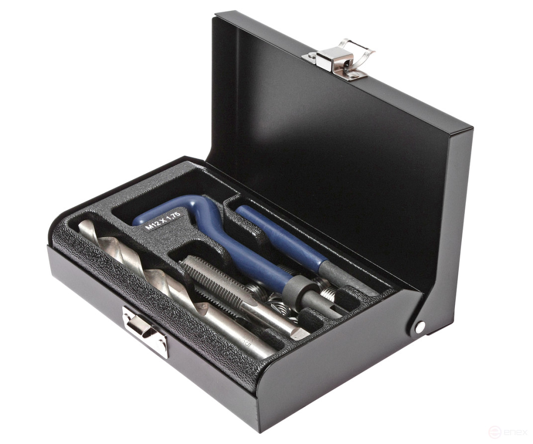 Set of tools and inserts for thread restoration M12x1.75mm L=16.3mm 14 pieces JTC
