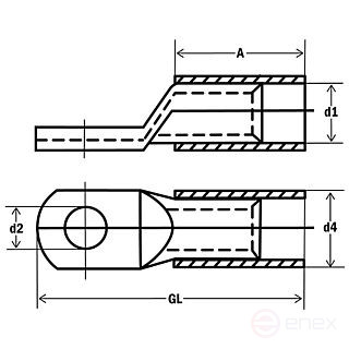 Tubular cable tip, insulated 120M16