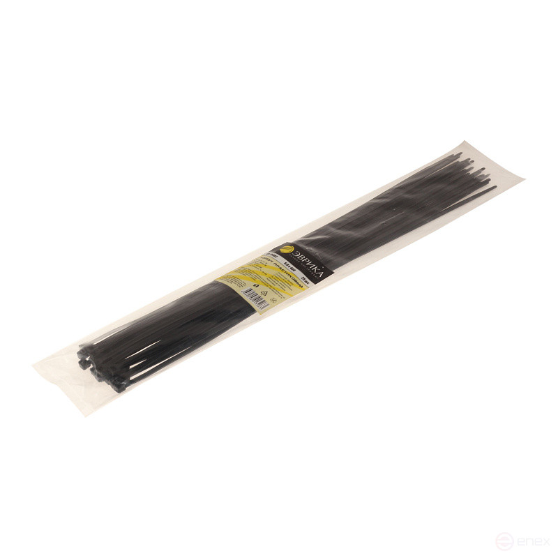 Хомут пластиковый ER-15402 черный 5.0x400мм универсальный (25шт) ЭВРИКА /1/300