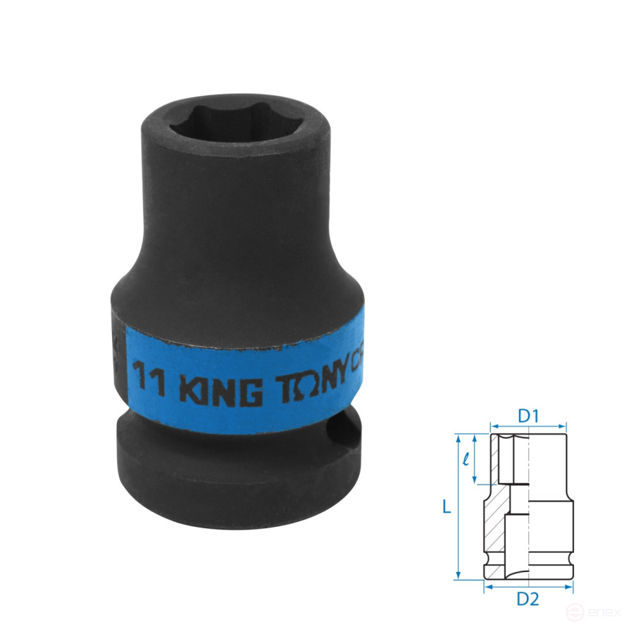 Головка торцевая ударная шестигранная 1/2", 11 мм KING TONY 453511M