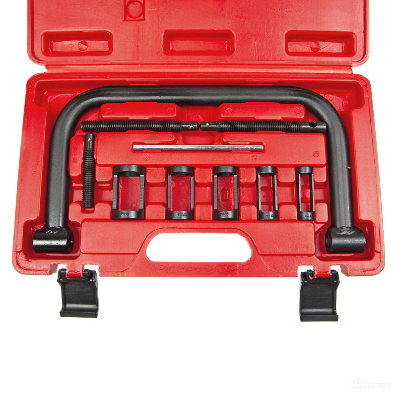 Рассухариватель клапанов ER-02110 струбцинного типа 10пр., (сменные толкатели: 16, 19, 23, 25, 30мм), в кейсе ЭВРИКА /1/10/10