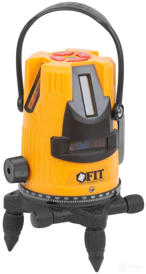 Уровень лазерный самоуспокаивающийся, зеленые лучи, горизонталь + 4 вертикали, диапазон 20 м, Li-Ion аккум., 2 уровня яркости, без треноги, коробка