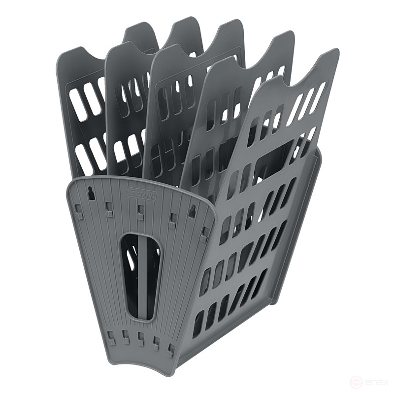 Лоток для бумаг веерный СТАММ, 5-ти секционный, серый