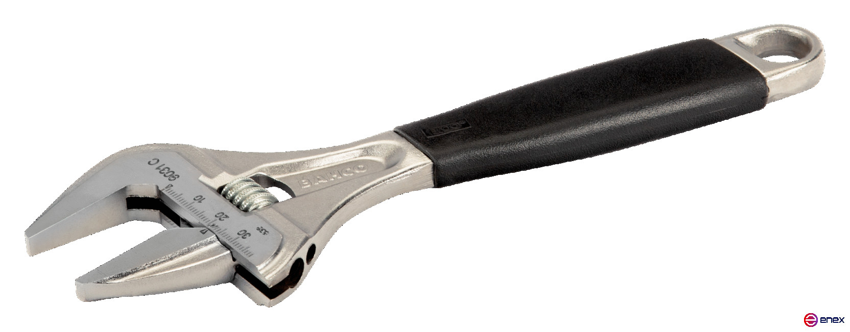 Ключ разводной ERGO хромированный, длина 218/захват 38 мм, резиновая рукоятка