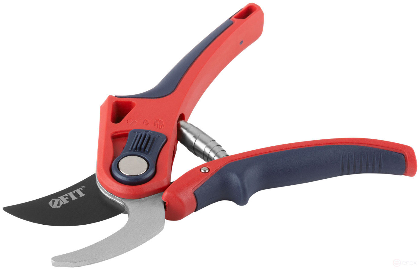 Profi pruner, overlapping cutting edges, opening adjustment, belt spring, rubberized. handles 210 mm