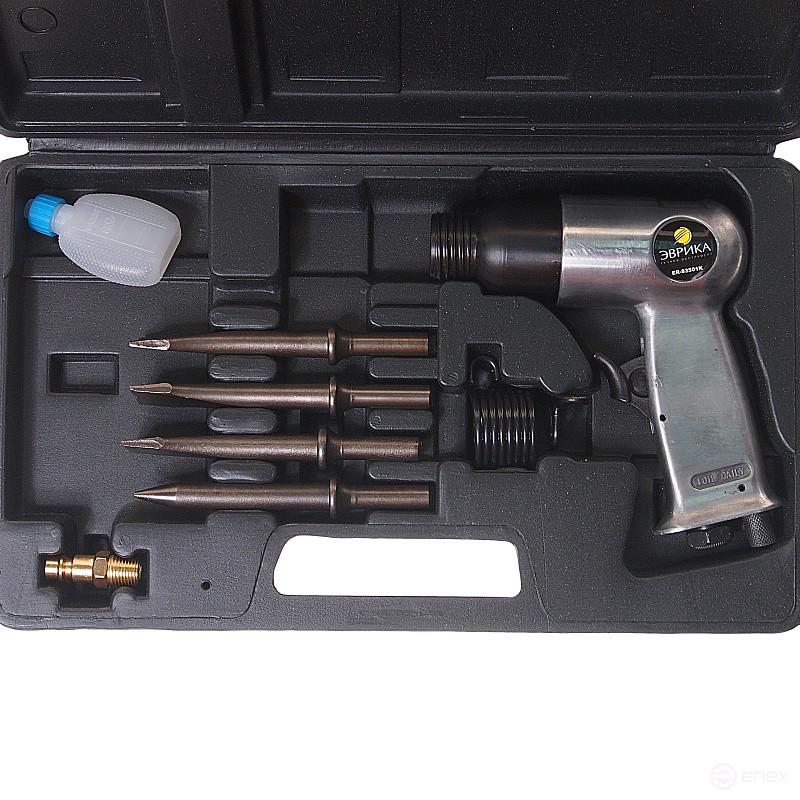 Pneumatic hammer ER-83501K with 8-piece chisel set 4500 strokes/min 150mm in EUREKA 1/10 case